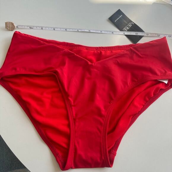 NWT Lauren Ralph Lauren Red Beach Club Mid-Rise V-Front Bikini Bottom Size 4 - Picture 4 of 7